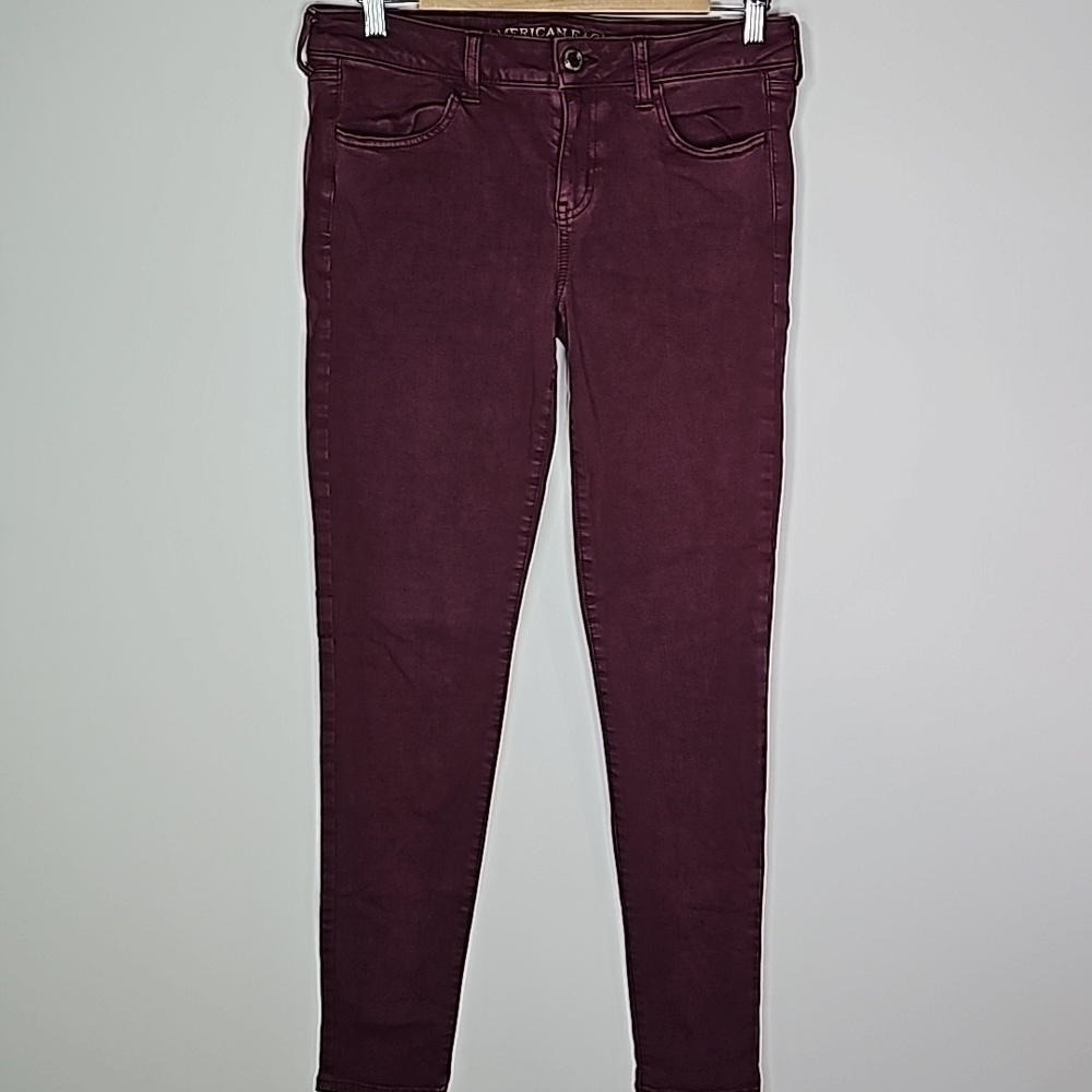 American Eagle maroon size 10 super stretch X super low rise jeggings